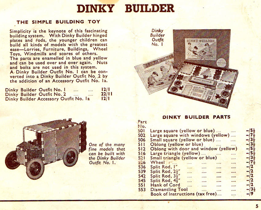 Catalogue (flyer) Tarif Dinky Meccano 1951 - Document Original Vintage, Bon état, 13.5x21 Cm