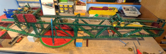 Completed boom on bench for testing